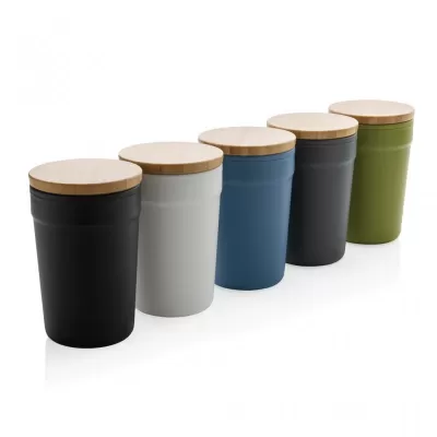 GRS certified recycled PP mug with bamboo lid