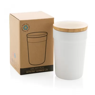 GRS certified recycled PP mug with bamboo lid