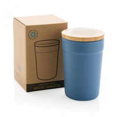 GRS certified recycled PP mug with bamboo lid