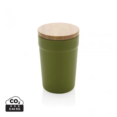 GRS certified recycled PP mug with bamboo lid