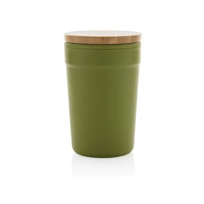 GRS certified recycled PP mug with bamboo lid