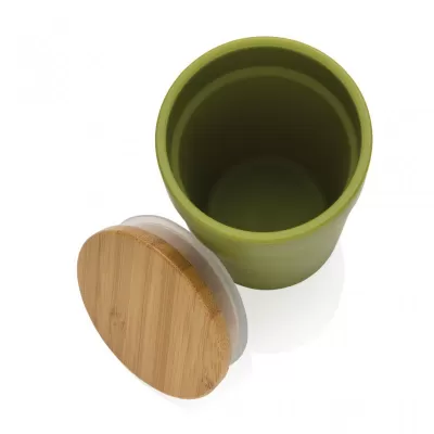 GRS certified recycled PP mug with bamboo lid