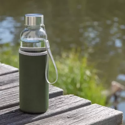 Glass bottle with neoprene sleeve