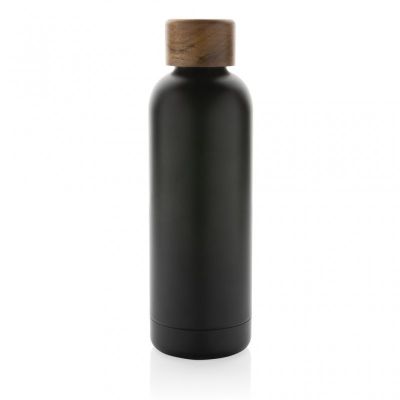 Wood RCS certified recycled stainless steel vacuum bottle