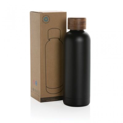 Wood RCS certified recycled stainless steel vacuum bottle