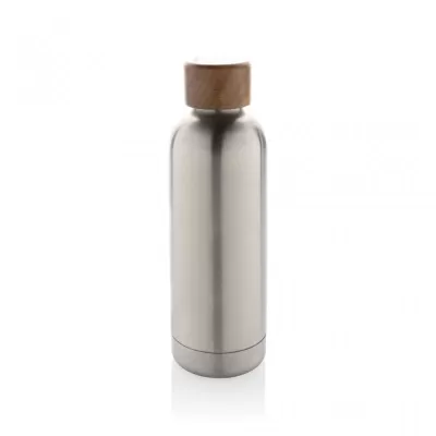 Wood RCS certified recycled stainless steel vacuum bottle