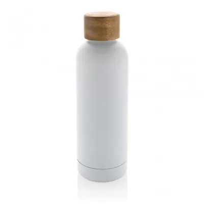 Wood RCS certified recycled stainless steel vacuum bottle