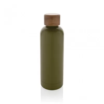 Wood RCS certified recycled stainless steel vacuum bottle