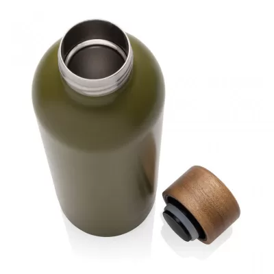 Wood RCS certified recycled stainless steel vacuum bottle