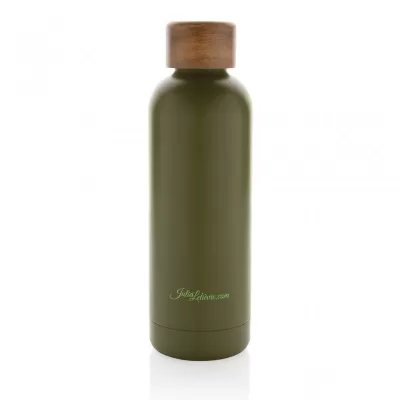 Wood RCS certified recycled stainless steel vacuum bottle