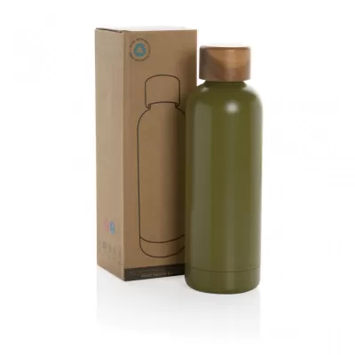 Wood RCS certified recycled stainless steel vacuum bottle