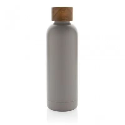 Wood RCS certified recycled stainless steel vacuum bottle