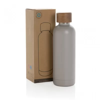 Wood RCS certified recycled stainless steel vacuum bottle