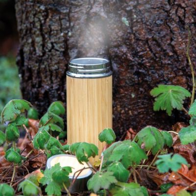 Leak proof bamboo vacuum bottle