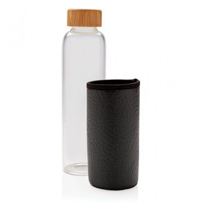Glass bottle with textured PU sleeve