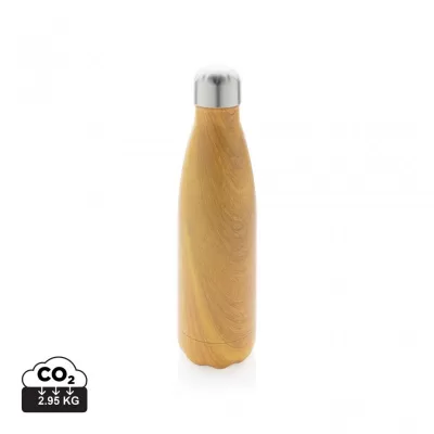 Vacuum insulated stainless steel bottle with wood print