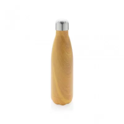 Vacuum insulated stainless steel bottle with wood print