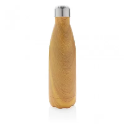 Vacuum insulated stainless steel bottle with wood print