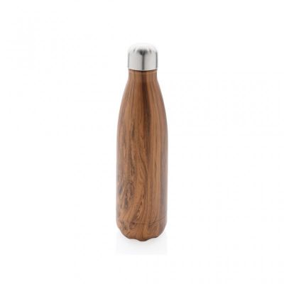 Vacuum insulated stainless steel bottle with wood print