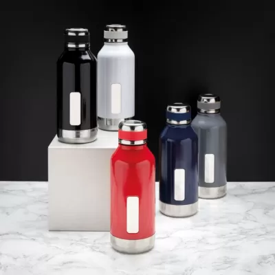 Leak proof vacuum bottle with logo plate