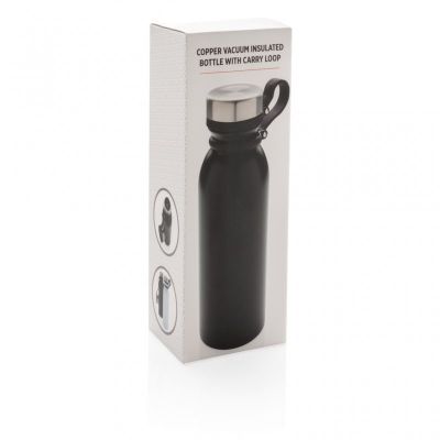 Copper vacuum insulated bottle with carry loop