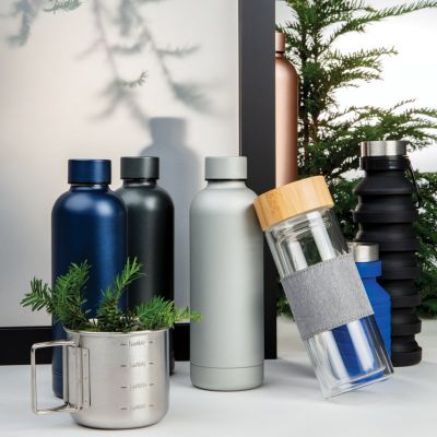 Impact double wall borosilicate glass bottle