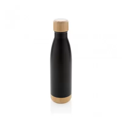 Vacuum stainless steel bottle with bamboo lid and bottom