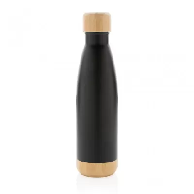 Vacuum stainless steel bottle with bamboo lid and bottom