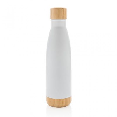 Vacuum stainless steel bottle with bamboo lid and bottom