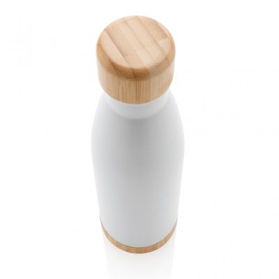 Vacuum stainless steel bottle with bamboo lid and bottom