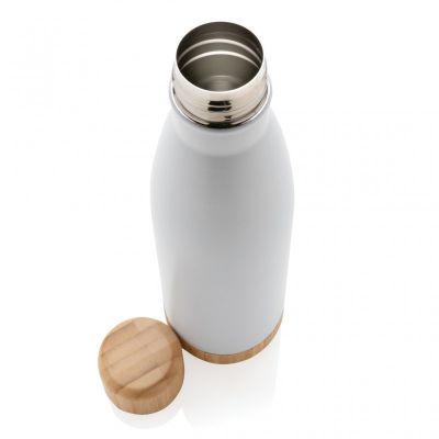 Vacuum stainless steel bottle with bamboo lid and bottom