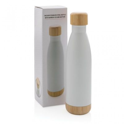 Vacuum stainless steel bottle with bamboo lid and bottom