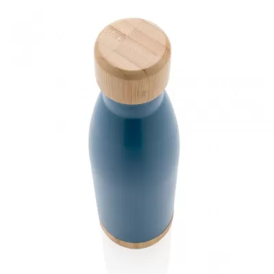 Vacuum stainless steel bottle with bamboo lid and bottom