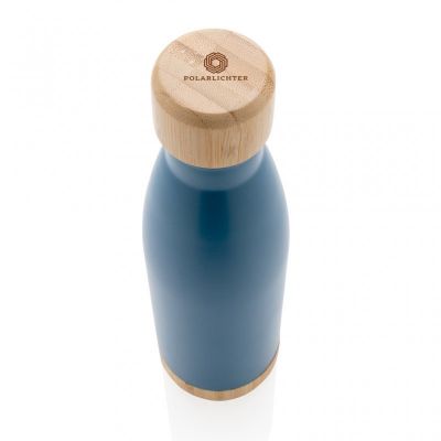 Vacuum stainless steel bottle with bamboo lid and bottom