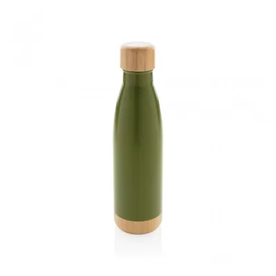 Vacuum stainless steel bottle with bamboo lid and bottom