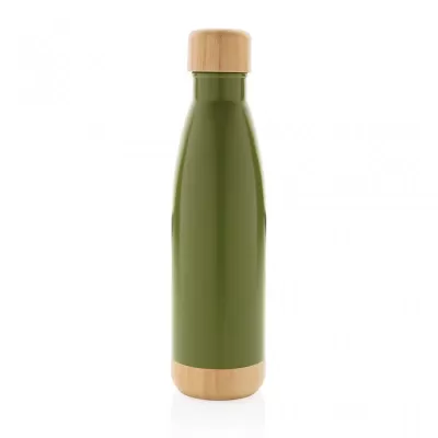 Vacuum stainless steel bottle with bamboo lid and bottom