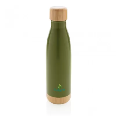 Vacuum stainless steel bottle with bamboo lid and bottom