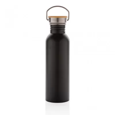 Modern stainless steel bottle with bamboo lid