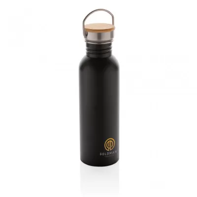 Modern stainless steel bottle with bamboo lid