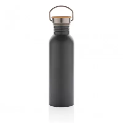 Modern stainless steel bottle with bamboo lid