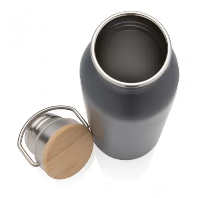 Modern stainless steel bottle with bamboo lid