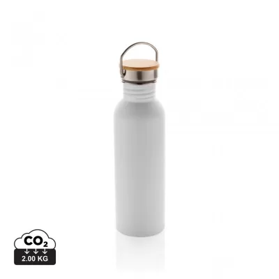 Modern stainless steel bottle with bamboo lid