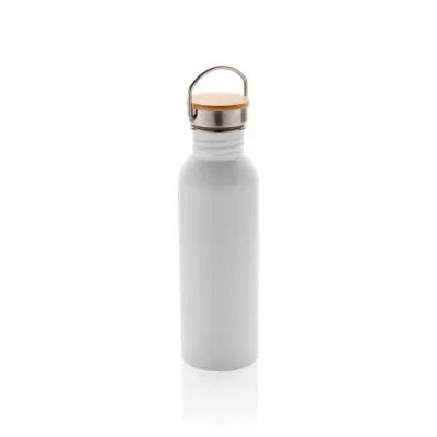 Modern stainless steel bottle with bamboo lid