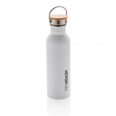 Modern stainless steel bottle with bamboo lid