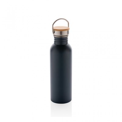 Modern stainless steel bottle with bamboo lid
