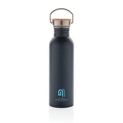 Modern stainless steel bottle with bamboo lid