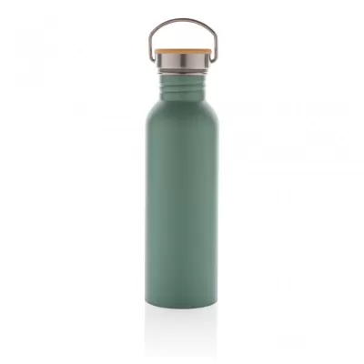 Modern stainless steel bottle with bamboo lid