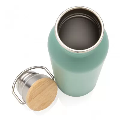 Modern stainless steel bottle with bamboo lid