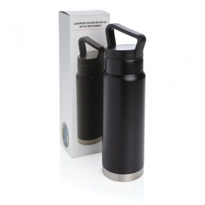 Leakproof vacuum on-the-go bottle with handle