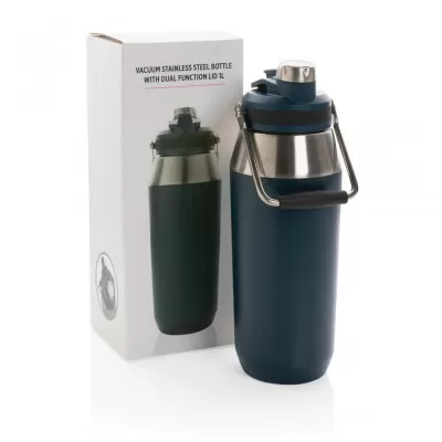 Vacuum stainless steel dual function lid bottle 1L